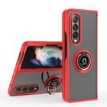 Metal Ring Kickstand Cover for Samsung Z Fold 3- Red
