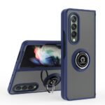 Metal Ring Kickstand Cover for Samsung Z Fold 3- Blue
