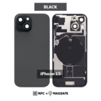 Back Glass with Wireless (NFC) and MagSafe Magnet for iPhone 15(BLACK)