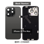 Back Glass with Wireless (NFC) and MagSafe Magnet for iPhone 15 Pro Max(BLACK)