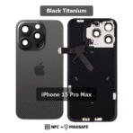 Back Glass with Wireless (NFC) and MagSafe Magnet for iPhone 15 Pro Max(BLACK) - Image 2