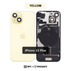 Back Glass with Wireless (NFC) and MagSafe Magnet for iPhone 15 Plus-YELLOW - Image 2