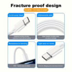 USB A-Type C Cell Fashion USA Super-Fast Charging Data Cable (5ft) - Image 3