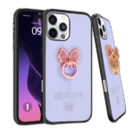 Candy Butterfly Ring Case For iPhone=14 ProMax=Levender