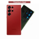 Back Glass with Camera Lens and Adhesive for Samsung Galaxy S23 Ultra (Red)