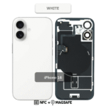 Back Glass with Wireless (NFC) and MagSafe Magnet for iPhone 16 (White)Premium