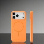 Silicon.Apple Logo Magsafe Case For iPhone-16 Pro– Orange - Image 2