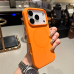 Silicon.Apple Logo Case with Magsafe For iPhone-17ProMax – Orange