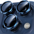 Camera Lens Tempered Glass Ring for iPhone 15 Pro/15 Pro Max Blue