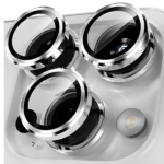 Camera Lens Tempered Glass Ring for iPhone 16 Pro/16 Pro Max Silver