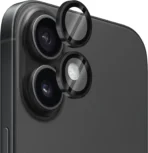 Camera Lens Tempered Glass Ring for iPhone 16/16 Plus Black